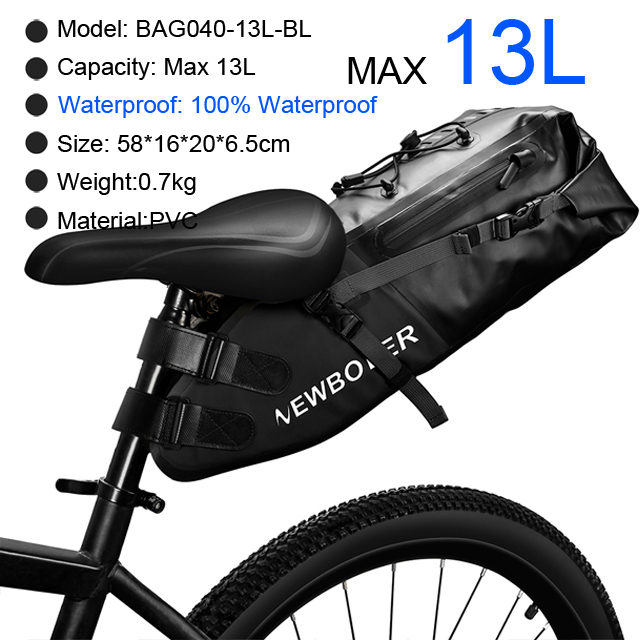 Bike Bag Waterproof 13L Large Capacity Bicycle Saddle Bag Cycling Foldable Tail Rear Bag MTB Road Trunk Bikepacking