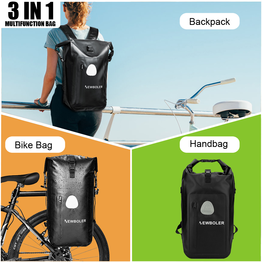 3 in1 Bicycle Pannier Bag 20L Backpack Bike Carrier Bag PVC Waterproof Reflective Shoulder Speed Cycling Luggag Bag